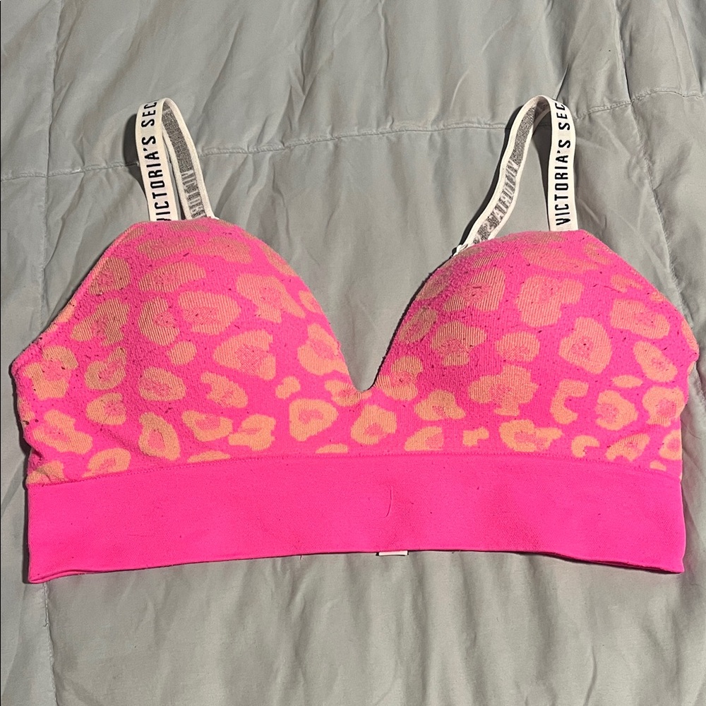 Victoria's Secret Pink and Orange neon Leopard padded Bralette
